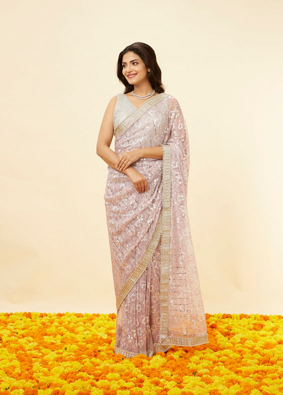 Mohey Women Lilac Purple Sitara Work Saree
