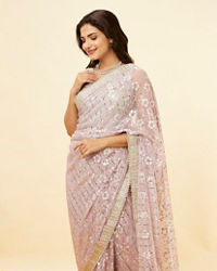 Mohey Women Lilac Purple Sitara Work Saree