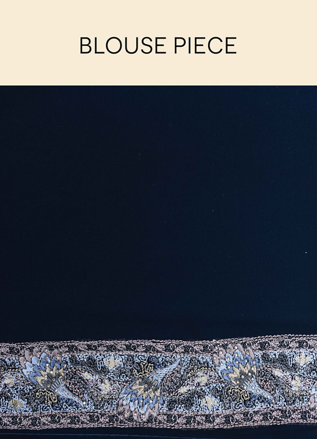 Mohey Women Indigo Blue Paisley Patterned Saree