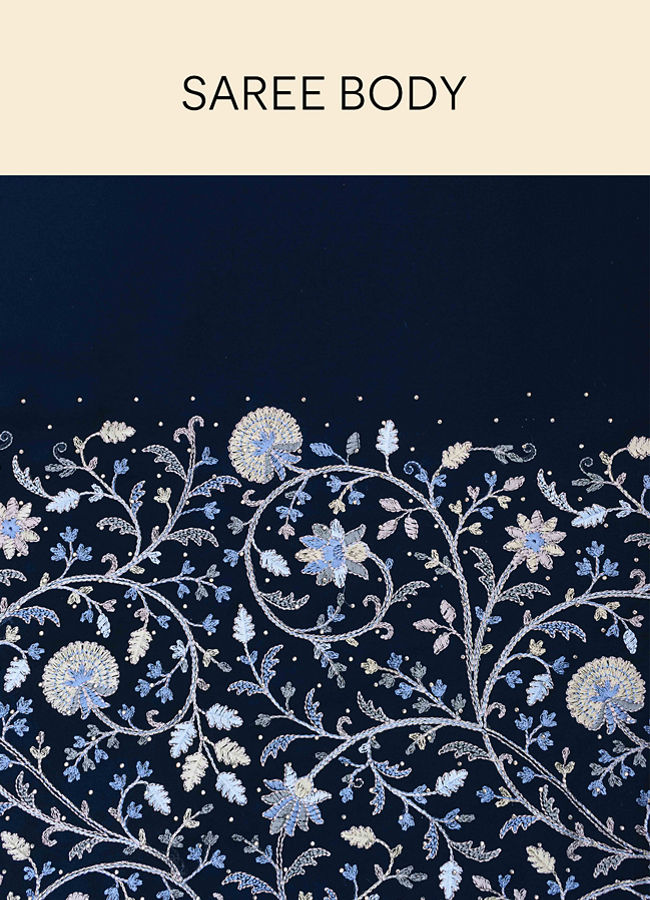 Mohey Women Indigo Blue Paisley Patterned Saree