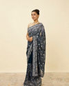 Mohey Women Indigo Blue Paisley Patterned Saree