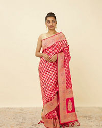 Mohey Women Ruby Pink Paisley Patterned Saree