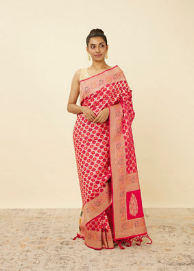 Ruby Pink Paisley Patterned Saree image number 0