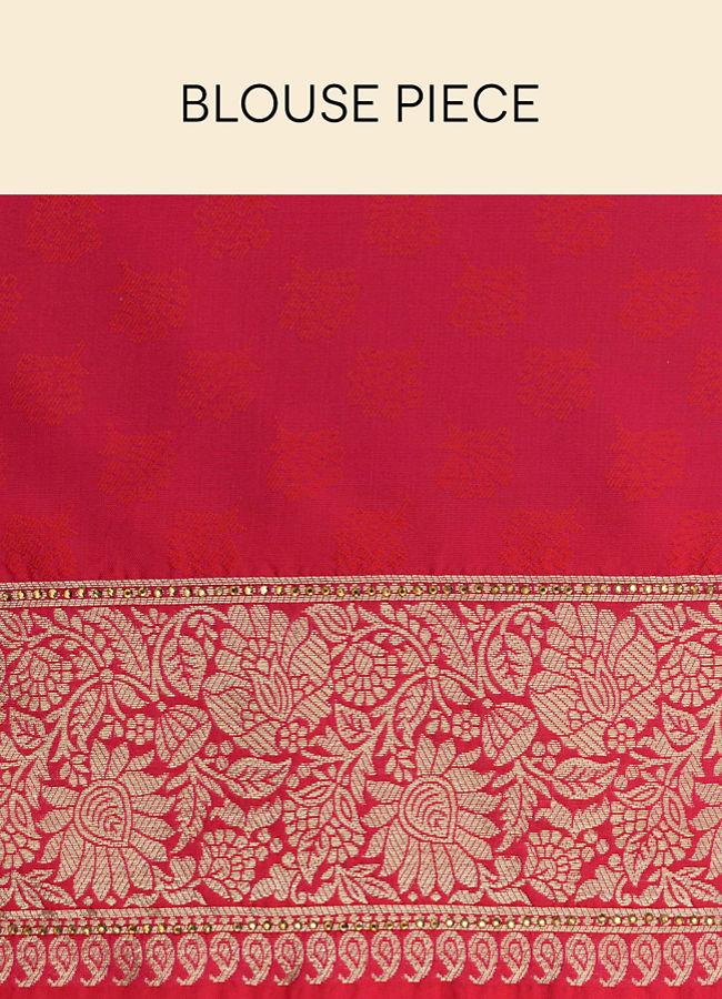 Mohey Women Ruby Pink Bel Buti Patterned Saree