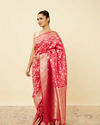 Ruby Pink Bel Buti Patterned Saree image number 3