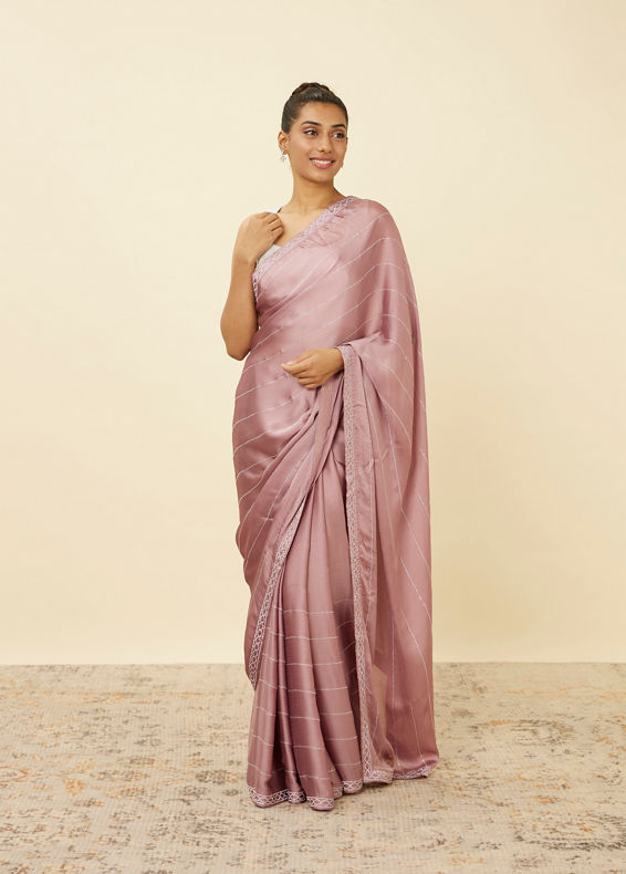 Mohey Women Lilac Sequined Saree