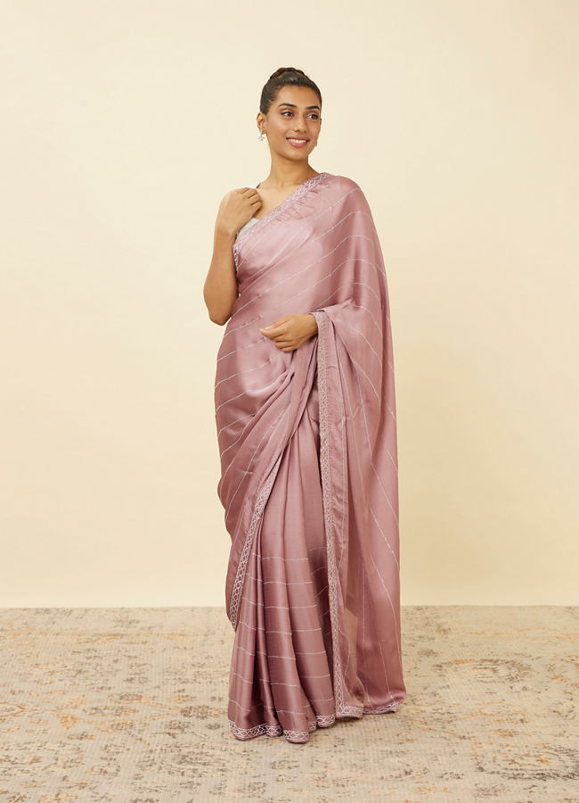 alt message - Mohey Women Lilac Sequined Saree image number 0