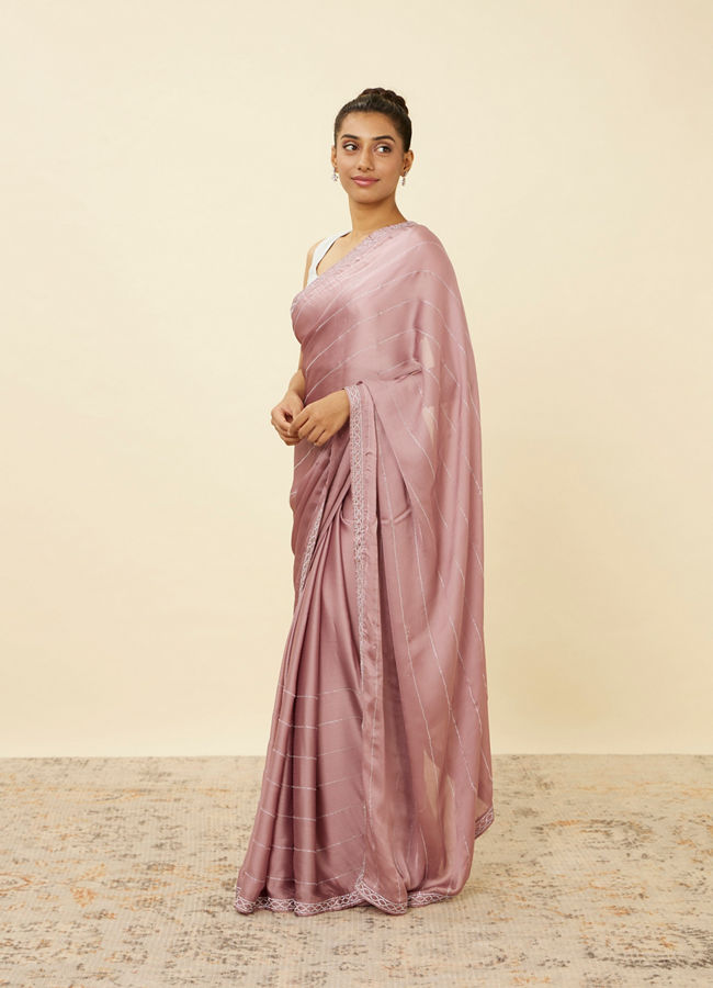 Lilac Sequined Saree image number 3