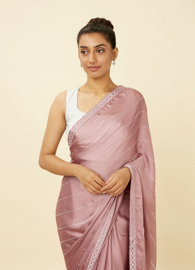 Lilac Sequined Saree image number 1