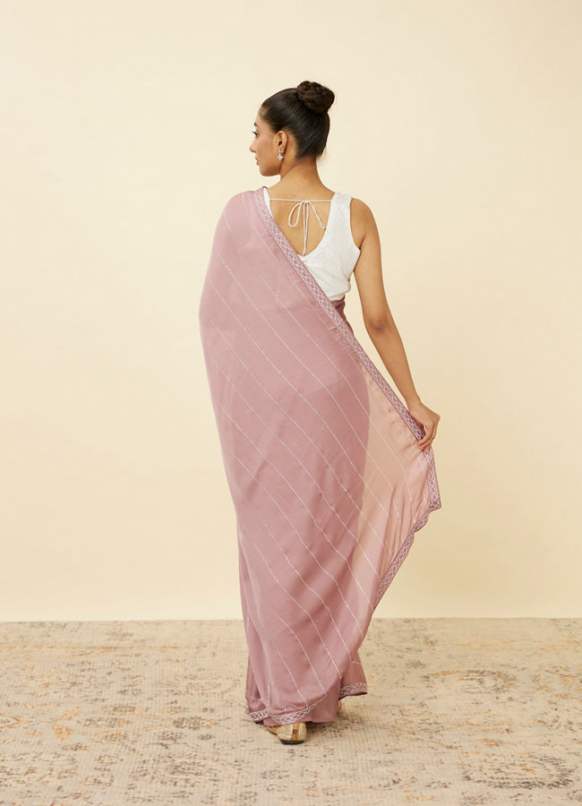 Lilac Sequined Saree image number 2