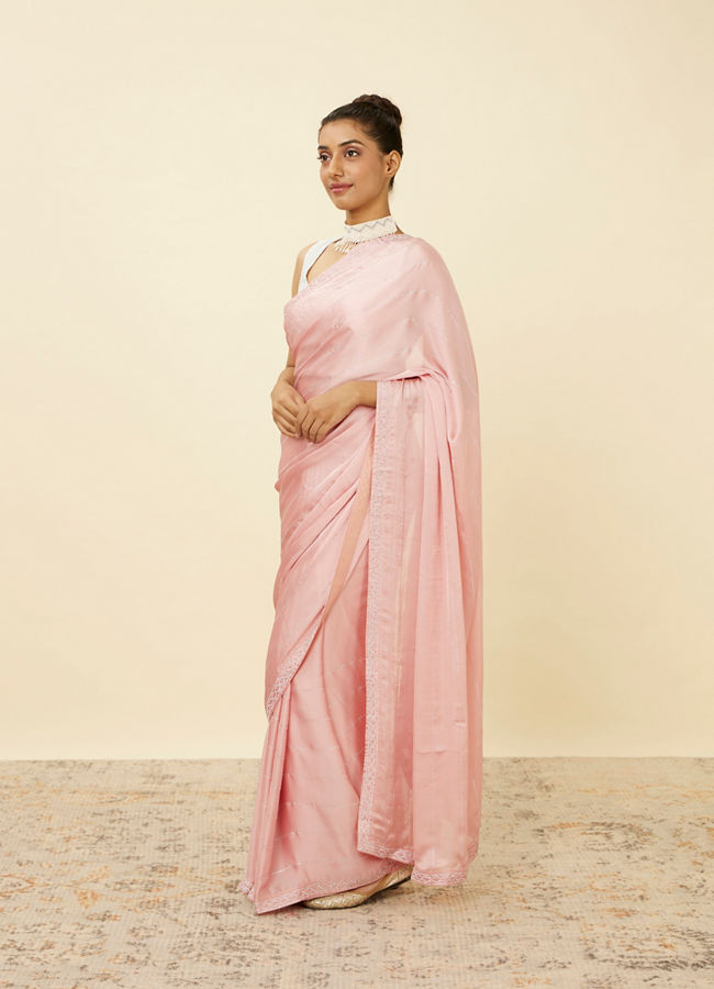 alt message - Mohey Women Fairy Tale Pink Sequined Saree image number 3