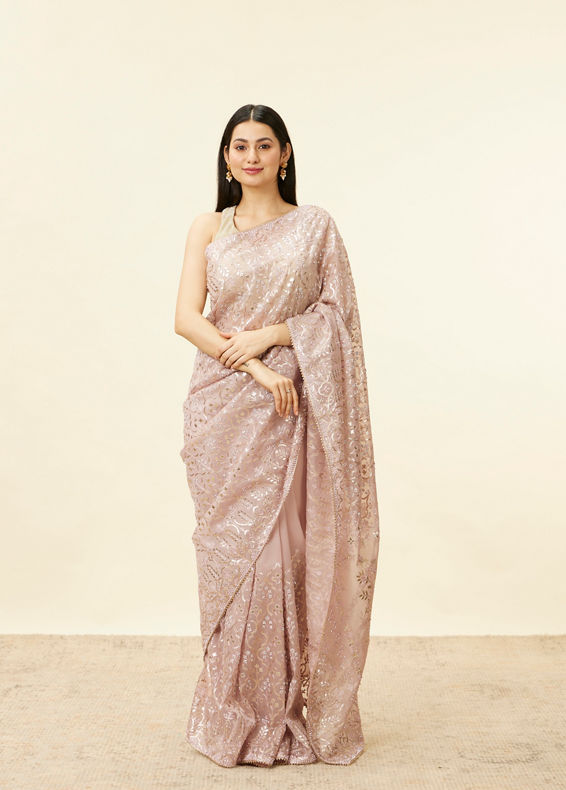 Mohey Women Pastel Purple Stone Work Saree