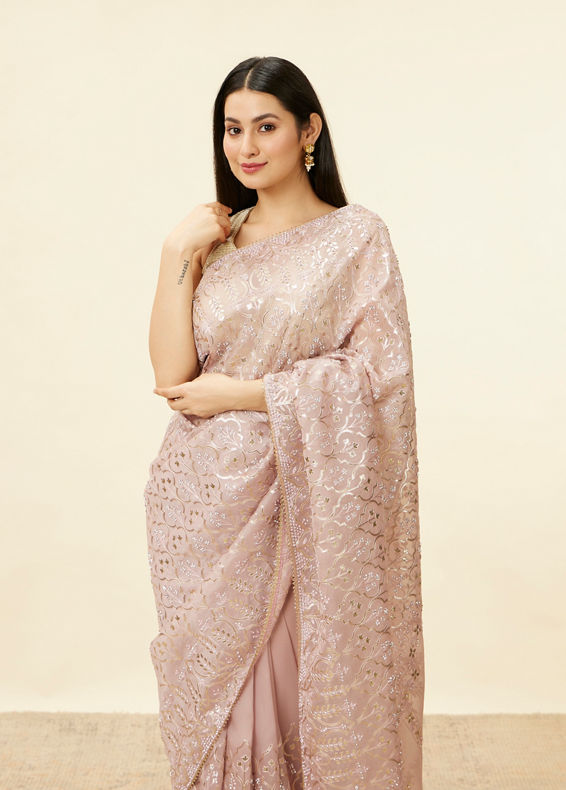 Mohey Women Pastel Purple Stone Work Saree