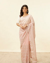 Mohey Women Baby Pink Stone Work Saree