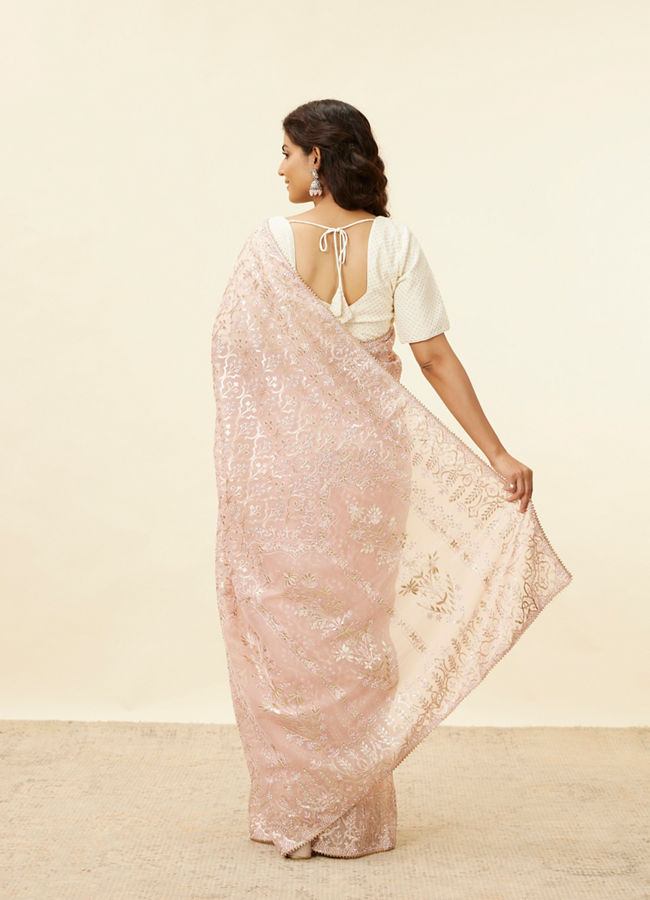 Mohey Women Baby Pink Stone Work Saree