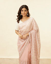 Mohey Women Baby Pink Stone Work Saree