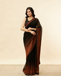 Mohey Women Kohl Black and Copper Stone Work Saree