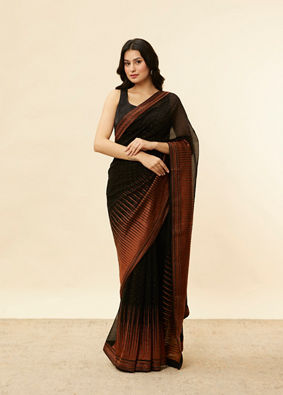 Kohl Black and Copper Stone Work Saree image number 0