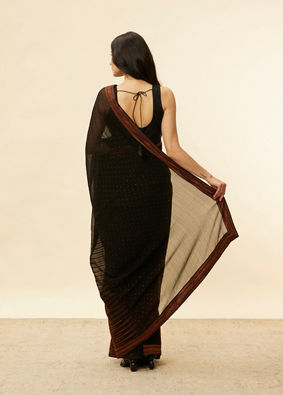 Kohl Black and Copper Stone Work Saree image number 2