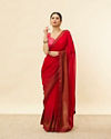 alt message - Mohey Women Classic Red and Copper Stone Work Saree image number 0