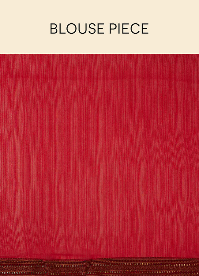 Mohey Women Classic Red and Copper Stone Work Saree