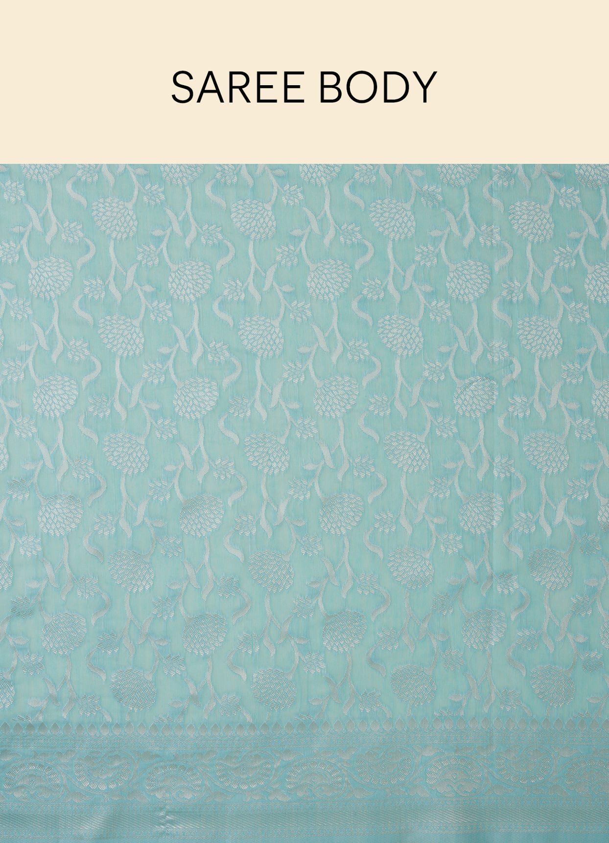 Mohey Women Sky Blue Floral Zari Work Saree