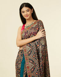 Mohey Women Teal Blue Paan Motif Saree