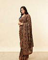 Mohey Women Sapphire Blue Paan Motif Sequined Saree