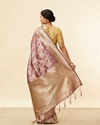 Mohey Women Sparkling Grape Purple Bel Buti Patterned Zari Work Saree