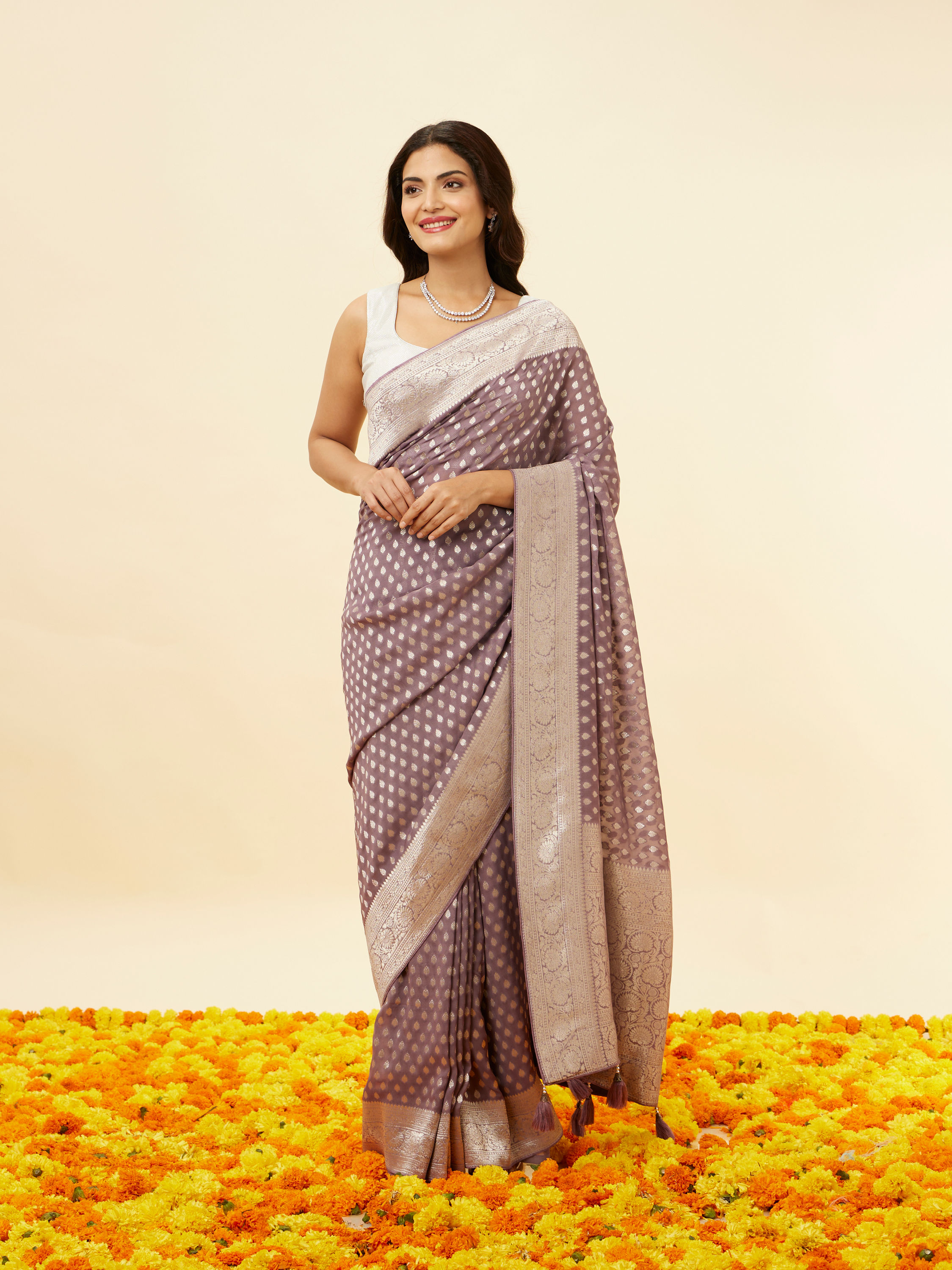 Mohey Women Royal Purple Buta Motif Saree