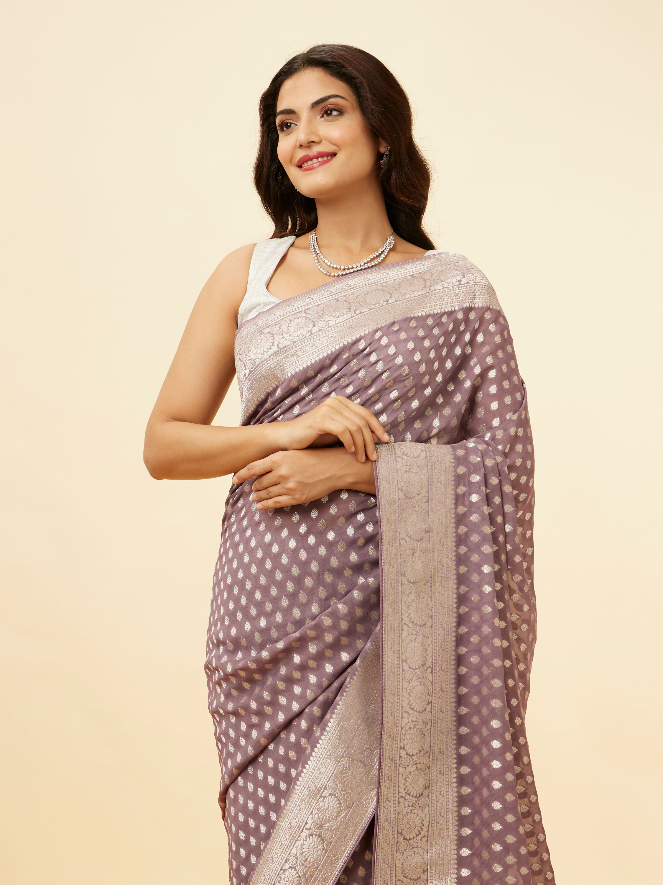 Mohey Women Royal Purple Buta Motif Saree