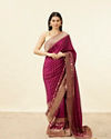 alt message - Mohey Women Cherry Red Floral Jaal Saree image number 0