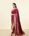 Cherry Red Floral Jaal Saree image number 3
