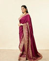 Mohey Women Cherry Red Floral Jaal Bridal Saree