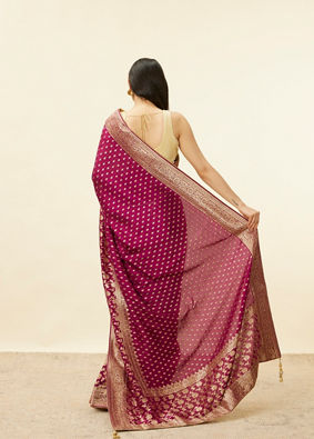Cherry Red Floral Jaal Saree image number 2