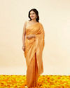 Sunrise Orange Floral Patterned Saree