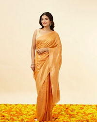 Mohey Women Sunrise Orange Floral Patterned Saree