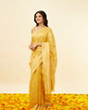 Mohey Women Azure Blue Floral Patterned Saree