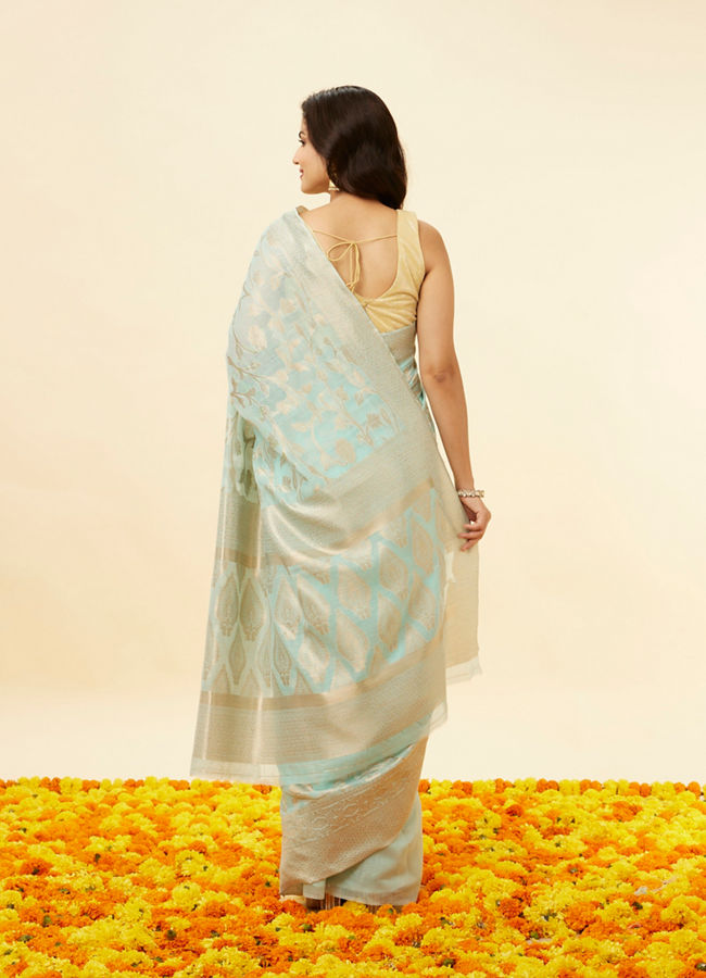 Mohey Women Marigold Yellow Floral Patterned Saree