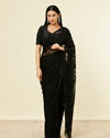 Charcoal Black Floral Printed Rhinestone Embellished Saree