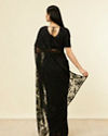 Mohey Women Charcoal Black Floral Printed Rhinestone Embellished Saree
