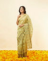 Pista Green Fern and Paisley Motif Saree