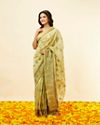 Mohey Women Pista Green Fern and Paisley Motif Saree