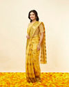 Mohey Women Sunlit Yellow Fern and Paisley Motif Saree