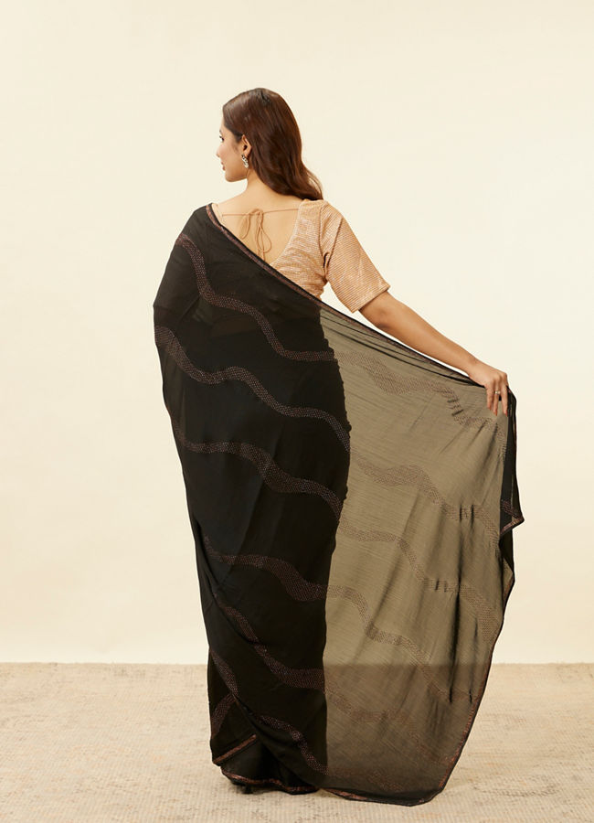 Charcoal Black Stone Work Saree image number 2