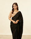 alt message - Mohey Women Charcoal Black Stone Work Saree image number 1