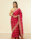 Rani Pink Buta Printed Bridal Saree