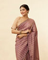 alt message - Mohey Women Mulberry Purple Zari Striped Saree image number 1