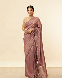 Mohey Women Mulberry Purple Zari Striped Saree