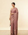 alt message - Mohey Women Mulberry Purple Zari Striped Saree image number 3